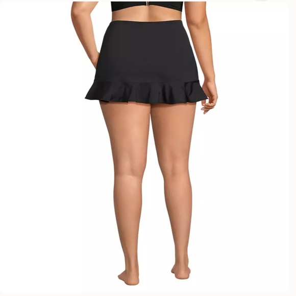 NEW Lands End Plus Size 20W Ruffle Hem Mini Swim Skirt Black Built in Liner NWT - Picture 6 of 10